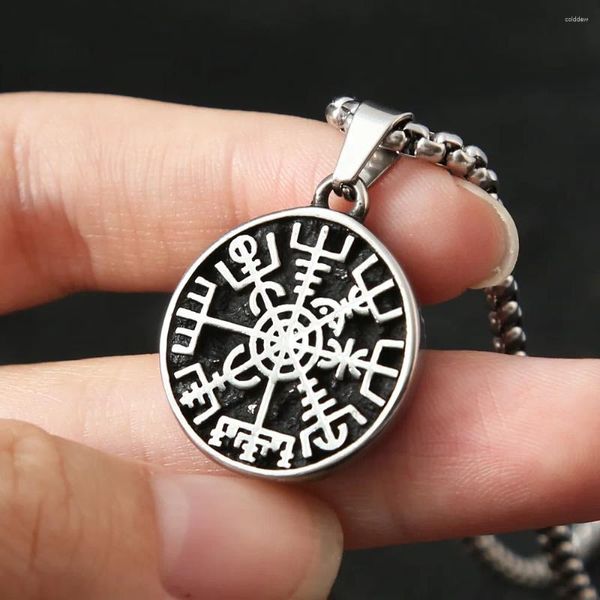 Anhänger Halsketten Kleine Größe Vintage Viking Kompass Halskette Herren Edelstahl Odin Nordic Rune Mode Amulett Schmuck Geschenke