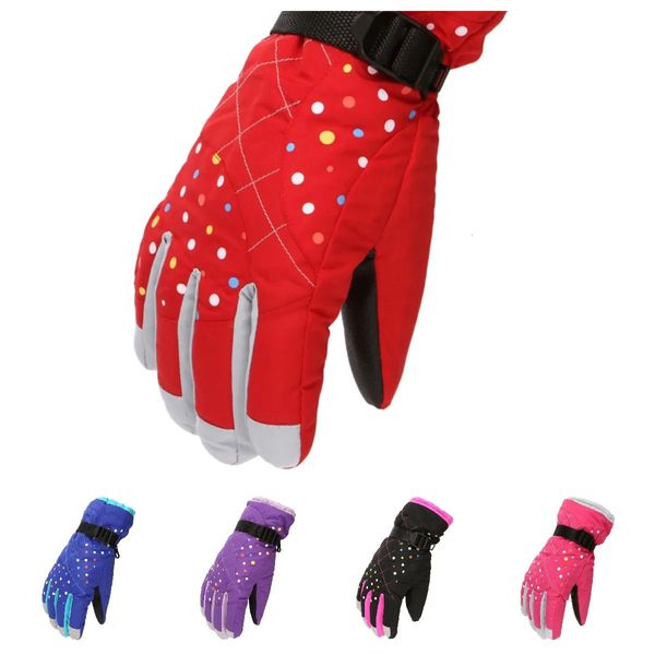 Fingerlose Kinderhandschuhe, modische Damen-Skihandschuhe, bunte Punkte, bedruckt, Plüsch, verdickt, Winter, warm, weich, Outdoor-Sport, Reiten, 231123