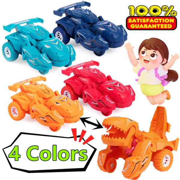 Novo carro de dinossauro transformando brinquedos de carro de deformação inercial deslizante dino carro automático transformar brinquedo meninos presentes incríveis crianças brinquedo