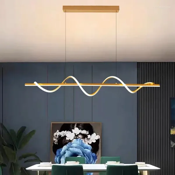 Lustres modernos led minimalista longo lustre pingente luzes para casa iluminação interior decoração lâmpadas branco preto ouro pendurado