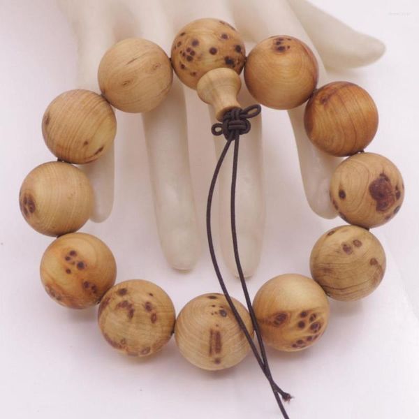 Strand 20mm Round Natural Spot Cedarwood Cypress Wood Buddhism Oração Bracelete 8 