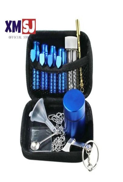 Snuff Bottle Kit Set Aminum Bullet Snuff Sniffer met opslagcontainer Jar13537544975634