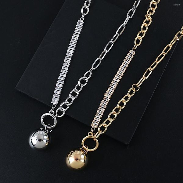 Ketten Lifefontier Luxus Strass Metall Big Ball Anhänger Halskette Klassische Mode Statement Schmuck Choker Halsketten Für Frauen