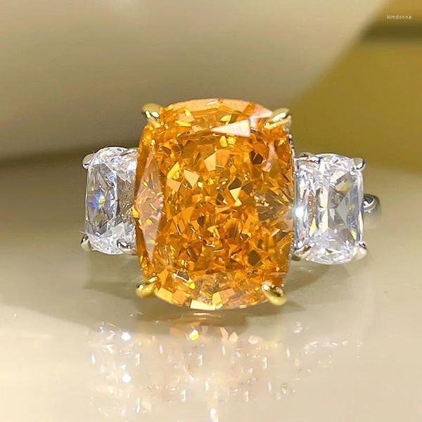 Anéis de cluster produto 925 prata esterlina laranja rosa anel 5a zircon fábrica vendas diretas 10 13 floral para mulheres