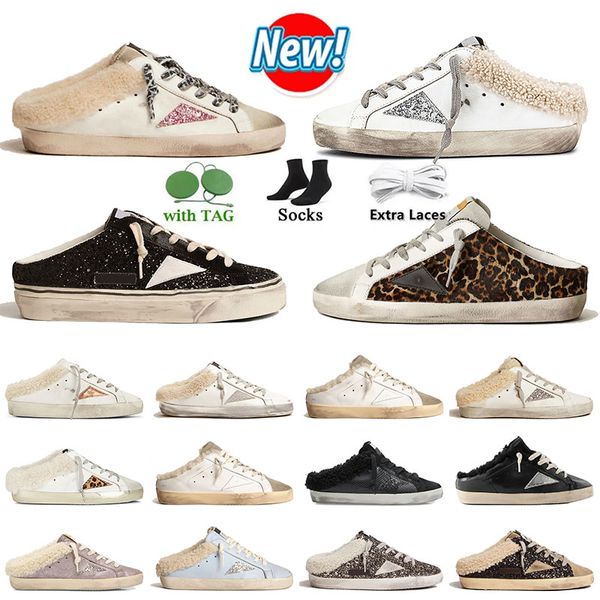 Neueste Goldenstar Sabots Designer Hausschuhe Schuhe Pantoufle Leder Zimmer Slides Loafers Trainer Damen Herren Plattform Superstars Dirty Old Golden Sneakers Outdoor