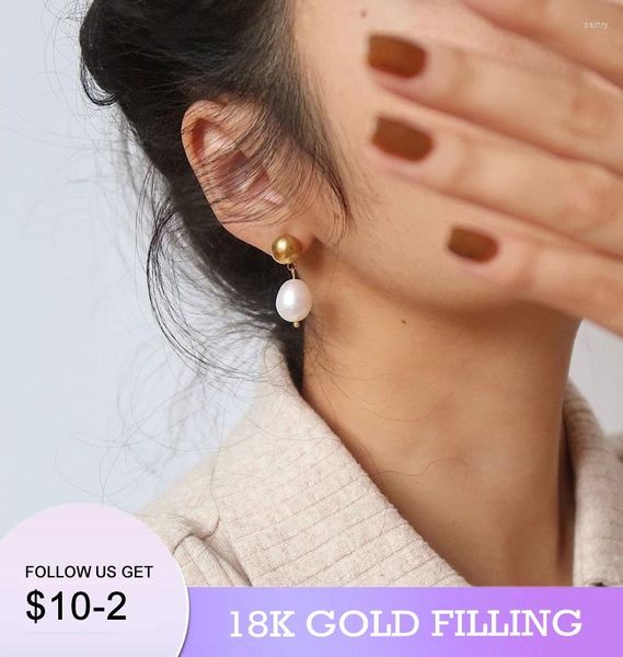 Bolzen-Ohrringe 18KGF Natürliche Perlen-Frauen-Piercing-Schmucksachen für weiblichen Tropfen
