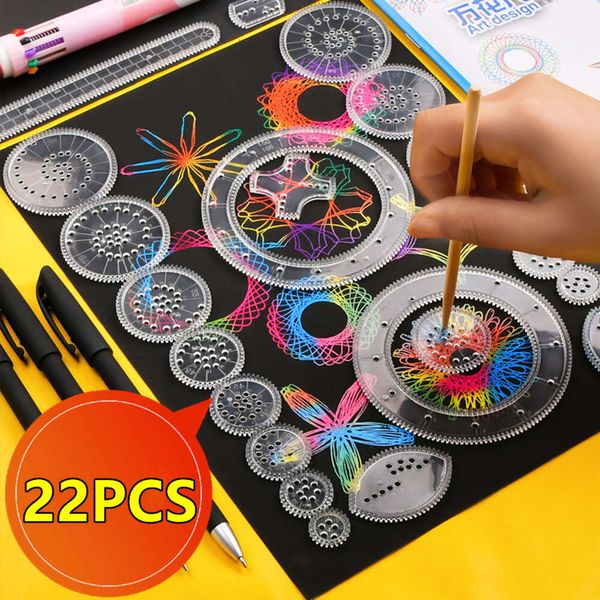 Yeni 22/4/1 adet Spirograph Cetvel Çizim çizik boya oyuncakları birbirine kenetlenen vites tekerlekleri boyama çizim aksesuarları eğitim oyuncak