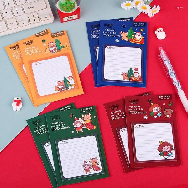 Pz/lotto Kawaii Natale Babbo Natale Orso Ragazza Memo Pad Nota adesiva Carino N Volte Etichetta di cancelleria Blocco note Post School Supply