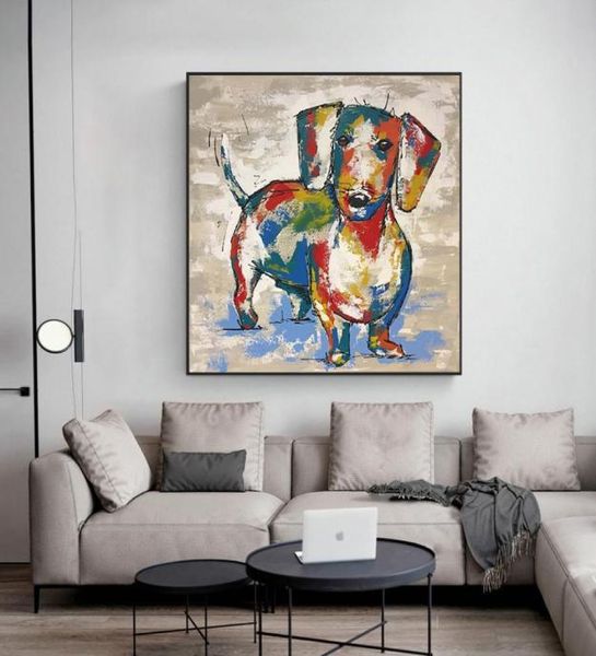 Dackel Graffiti Leinwand Gemälde Abstrakte Hund Kunstdrucke Poster Moderne Schlafzimmer Wand Malerei Kinderzimmer Dekor Cuadros3630257