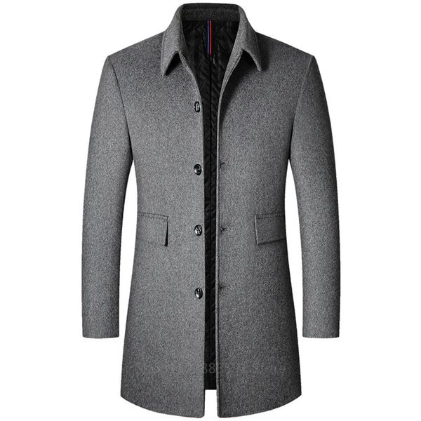 Casaco de lã masculino mistura casaco de lã outwear manga longa trench coats jaqueta elegante elegante casaco de bolso longo casaco de lã de inverno casaco masculino fino 231122