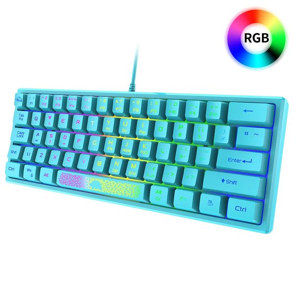 K61 Mechanische Tastatur RGB Backlight 15m Wired Keyboard 62 Tasten Gaming Keyboard Crater Architecture für PC -Laptop 231221