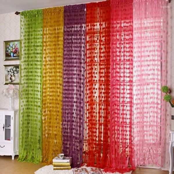 Tenda Tulle Porta Finestra Divisorio Valance Heart Line Screening Sheer Curtains Fringe String PanelHG0020