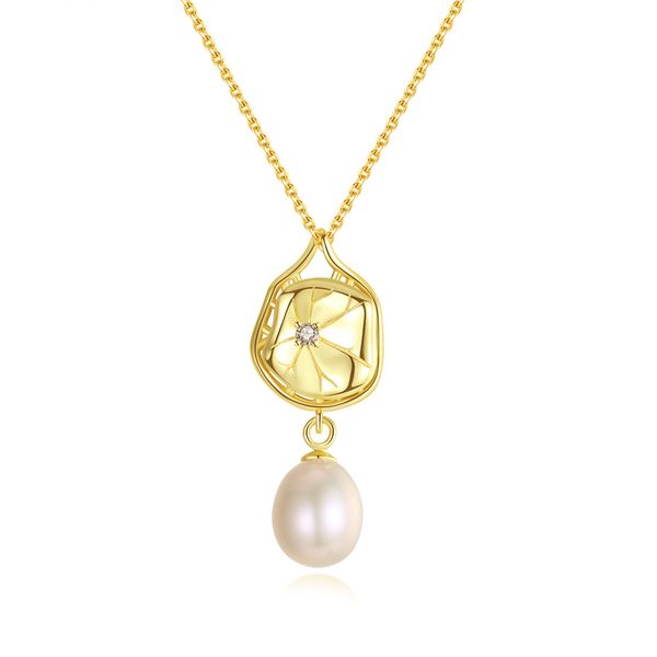 Colar pingente de pingente de folhas de lótus vintage S925 Prazado de prata 18k colar requintado de ouro da moda europeia feminino colarinho de colarinho de casamentos de festas de casamento