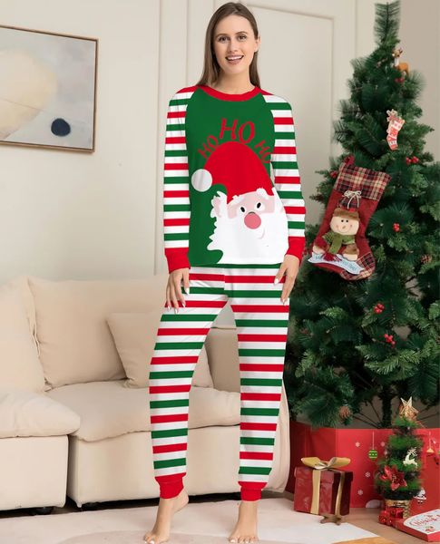 Aile Eşleşen Kıyafetler Europe America Amerika Sınır Ötesi Mektup Şerit Noel Ebeveyn-Çocuk Giyim Baskılı Homewear Pijama Set Nightwear 231123
