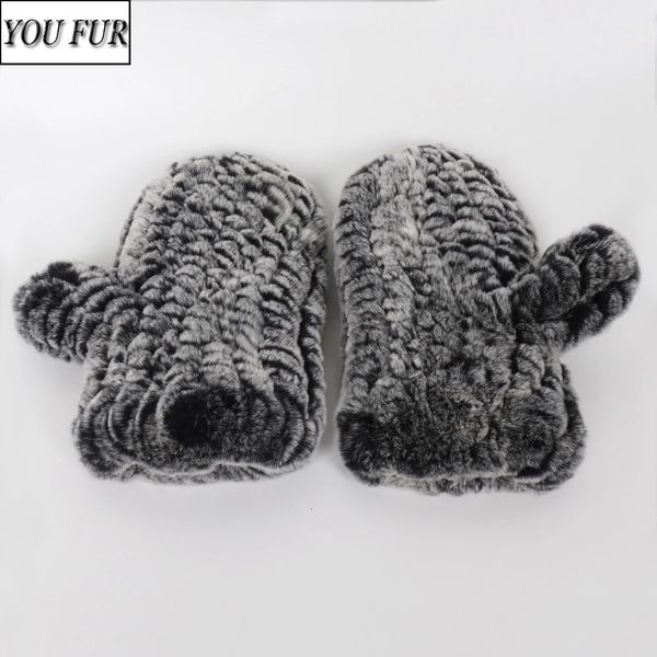 Cinco Dedos Luvas Inverno Ao Ar Livre Menina Real Rex Rabbit Fur Luvas Natural Malha Rex Rabbit Fur Mittens Mulheres Quentes Real Rex Rabbit Fur Luvas 231123