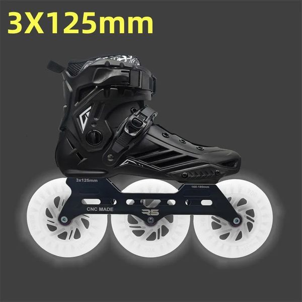 Patins em linha 125mm LED Flash Speed Shoes para homens adultos femininos 3X125mm Street Road Downhill Fast Skating Race Big Wheel R5 125 231122
