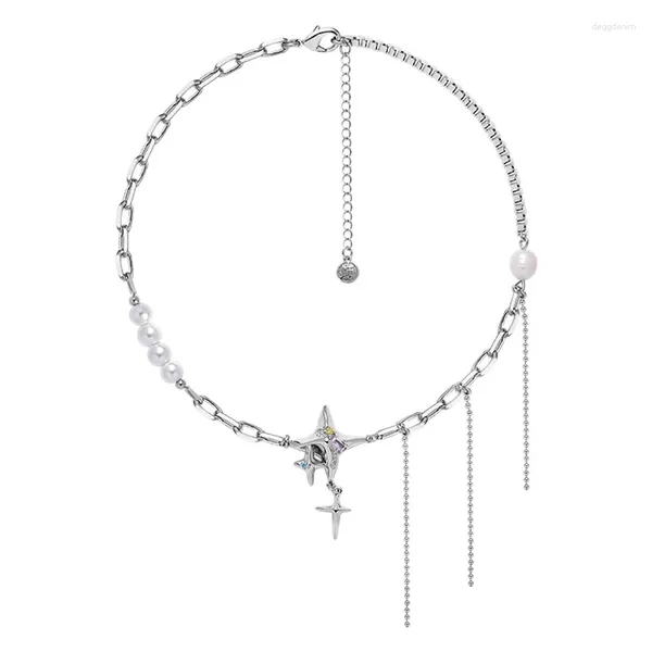 Ожерелья с подвесками Eetit, модный искусственный жемчуг, длинная цепочка с кисточками, ожерелье с воротником «Северная звезда», индивидуальный оригинальный дизайн, ювелирные изделия, подарок