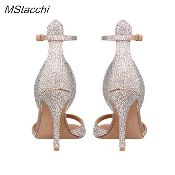 NXY SANDALS RINESTONE Summer Peep Toe High Heels Women Sexy Slingback Party Shoes Quality Brand Stiletto 230406