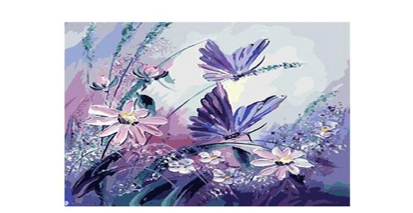Farfalla viola senza cornice Pittura fai da te con i numeri Kit Vernice acrilica su tela Regalo unico per la decorazione domestica 40x50 cm Goccia 8727215