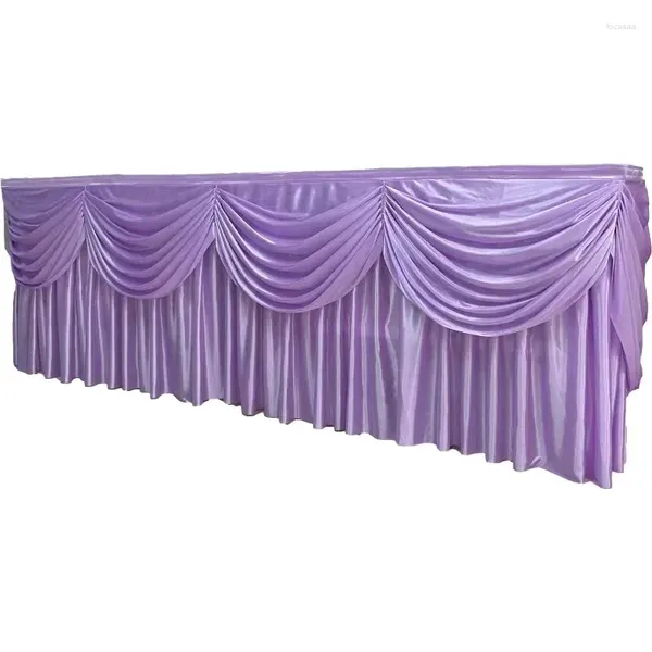 Saia de mesa casamento pano de fundo cortina swag borla gelo seda drapeja saias palco festa banquete decoração