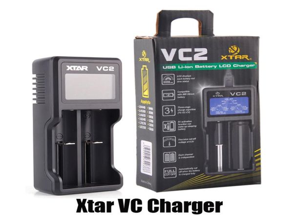 Otantik Xtar VC2 Pil Şarj Cihazı İstihbarat Mod 18350 18550 18650 16650 Liion Piller 100 Ori9413762 için LCD ekranlı çift yuva