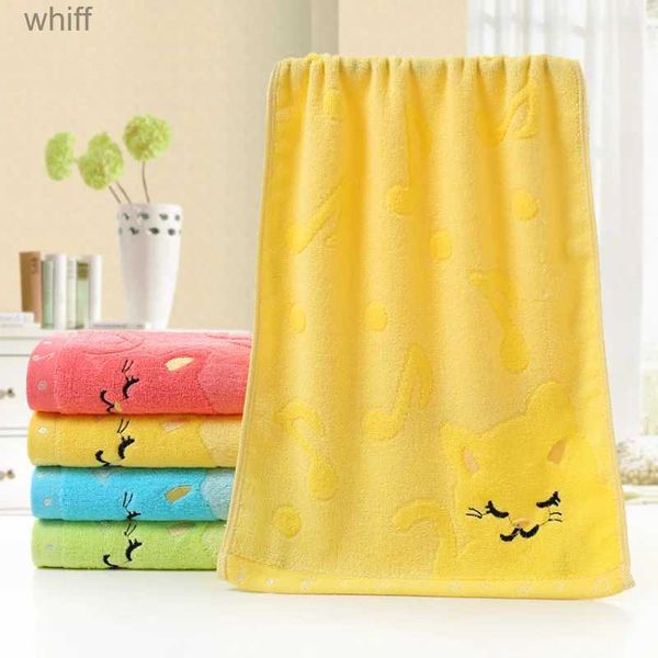 Toalhas Robes Novo 25X50cm Toalha Bonito Padrão de Gato Toalha Macia Crianças Toalha de Lã Bordada Produtos para Bebê Toalha Macia Toalha de Banho TowelL231123