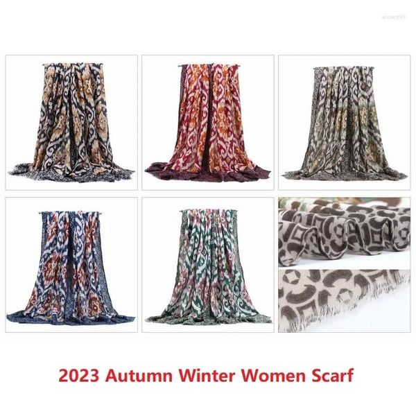 Sciarpe 2023 Autunno Inverno Sciarpa Hijab da donna Collezione Scialli Pashmina di lusso 180/90cm Decorazione del collo con stampa floreale in raso