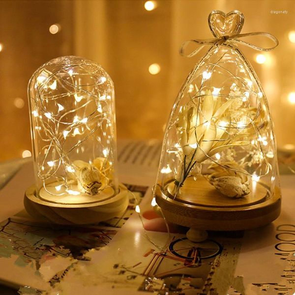 Saiten 2 Stück Kupferdraht LED Lichterketten Weihnachtsschmuck Fee für Zimmer Girlande Navidad Baum Dekor Hochzeit DIY Lampe Noel
