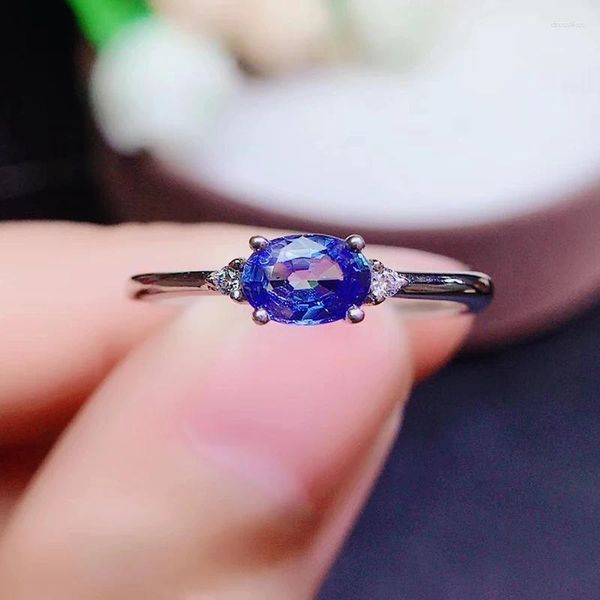 Küme halkaları kolife takılar kadın için gerçek safir nişan yüzüğü 0.4ct doğal gümüş 925 değerli taş