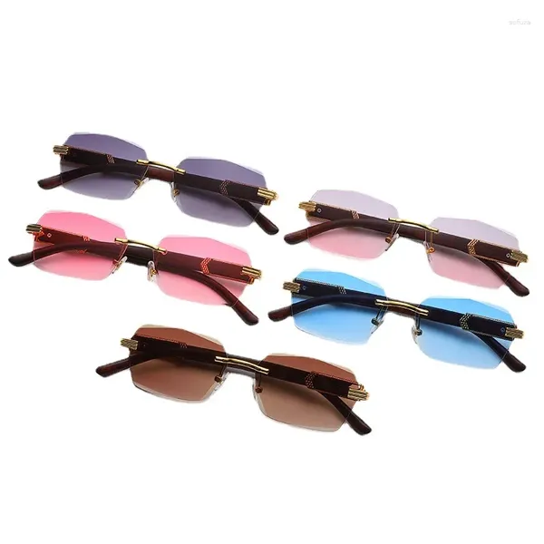 Sonnenbrille 2023 Randlose Rechteck Vintage Frauen Männer Shades Kleine Quadratische Sonnenbrille Für Weibliche Männliche Sommer Reisen