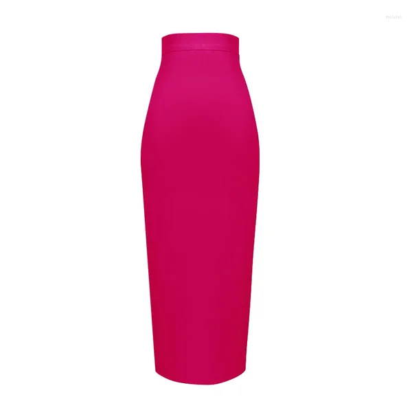 Юбки размера плюс XL, летняя модная сексуальная длинная бандажная юбка 2023, женская юбка-карандаш ярких цветов, 78 см