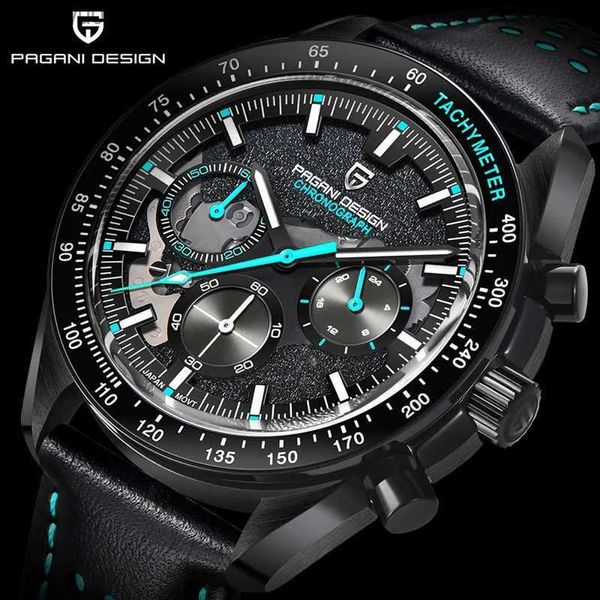 Relógios de pulso PAGANI DESIGN Moon Men Watch Top Marca Luxo Quartz Skeleton Sport Chronograph AR Sapphire Glass Wrist Watch Relogio MasculinoQ231123