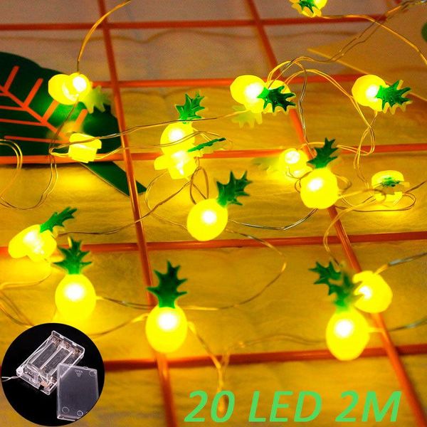 Strings 2m Flamingo 20 LED Cartoon String Light Hawaii Party Decor Ananas Fairy Lights Tropical Wedding Birthday Festival LampsLED