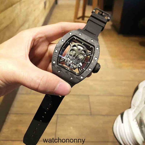 Часы мужские автоматические Richa Machine Многофункциональные наручные часы Millers из углеродного волокна Gmt Reloj Skeleton Tourbillon Роскошные часы для отдыха