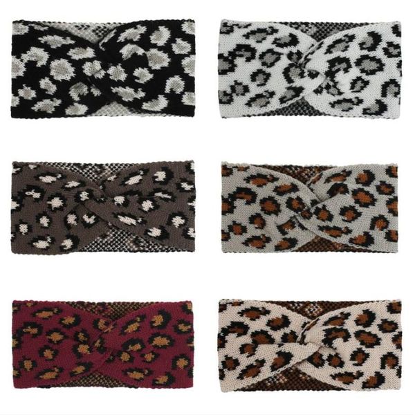 2020 boho leopardo impressão headbands criss cruz malha faixas de cabelo elástico cabeça envoltórios yoga esporte headwear para senhora menina 8210003