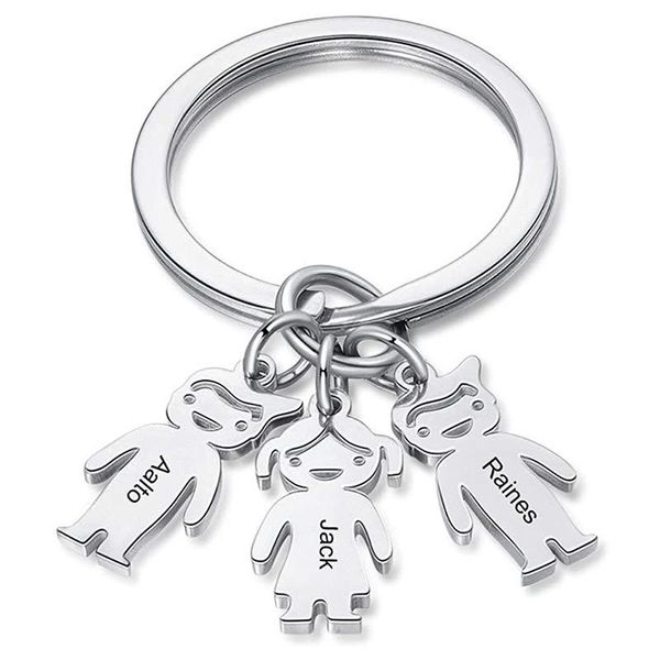 Schlüsselanhänger Personalisierter Name Datum Schlüsselanhänger Junge Mädchen Kind Familie Edelstahl Schlüsselanhänger Kind Anhänger Geschenk für Frauen Mann JewelryKeycha