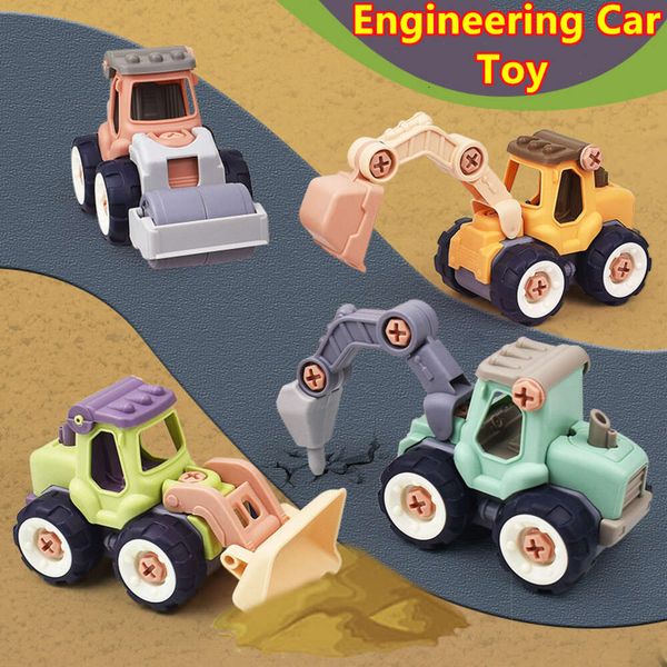 Novo diy construção brinquedo engenharia carro criativo caminhão em miniatura carga e descarga caminhão de plástico brinquedo montagem crianças brinquedos educativos