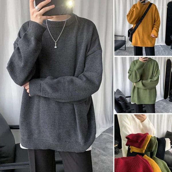 Maglioni da uomo Basic morbidi uomo solido coreano casual unisex maglioni marchio di moda autunno maglieria maschile o-collo pullover larghi