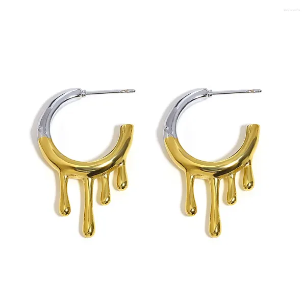 Brincos de argola freetry moda dois tons círculo waterdrop para mulheres punk irregular lava aço inoxidável metal jóias presentes