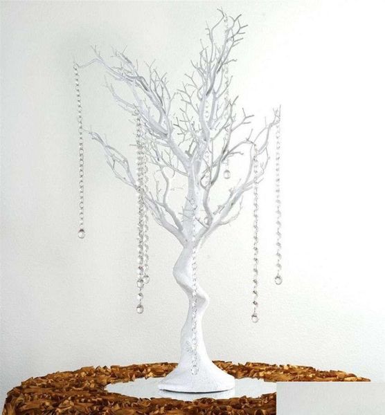Party-Dekoration, 30 Manzanita-Kunstbäume, weißes Herzstück, Party-Straßenführung, Tischplatte, Hochzeitsdekoration, 20 Kristallketten261QDhfvk3306388