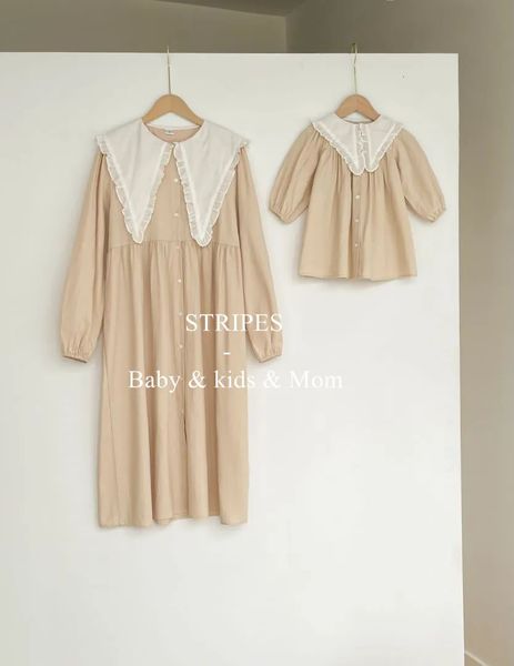 Passende Familien-Outfits, passende Familien-Outfits, Frühlings-Herbst-Hemd, kariertes Baby-Baumwoll-Strampler, Mädchen-Kleid, Damen-Kleid, Kleidung im Mutter-Tochter-Look, 231122