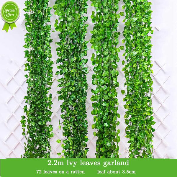 Plantas artificiais de 210cm de 210cm Ivy verde folhas falsas folhas de guirlanda pared