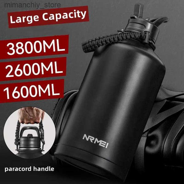 Wasserflasche 2 Liter Wasserflasche Stainss Steel Portab Straw Thermos Bott Outdoor Sports Gym Vacuum Water Flask Thermal Insulated Cup Q231123