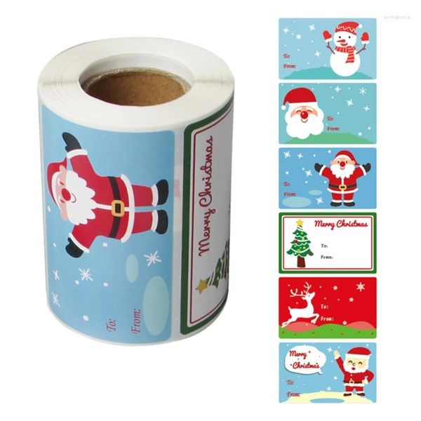 Geschenkpapier Q1JB 300 Stück selbstklebende Etiketten für Weihnachten, Weihnachtsmann, Schneemann, Weihnachtsbaum, Hirsch, dekorative Geschenke, Etiketten, Aufkleber, Geburtstag