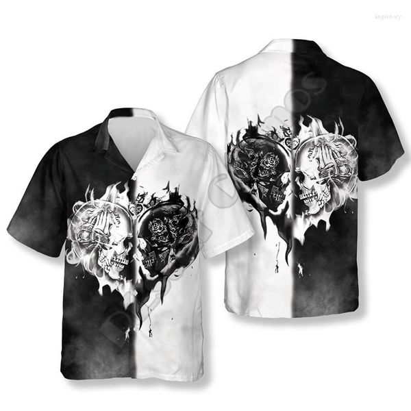 T-shirt da uomo T-shirt stampata 3D serie Skull da uomo Casual Street Hip-hop Harajuku Top corto estivo rinfrescante a maniche lunghe