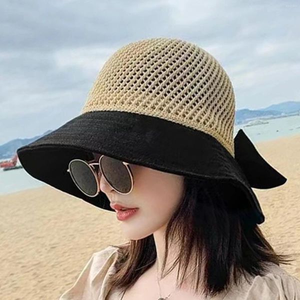 Cappelli a tesa larga Cappello da sole Spiaggia Visiera con fiocco scavato Protezione solare Visiere da pescatore per donna My Fair Lady World Of