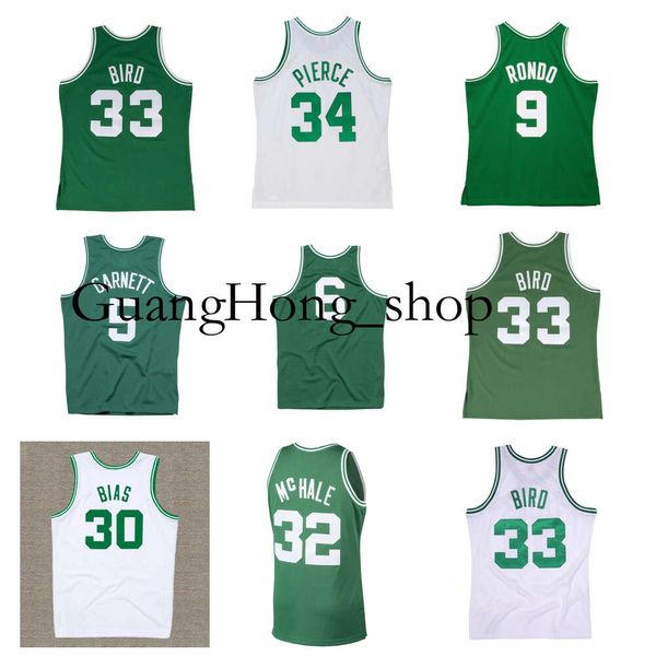 GH Kevin Mchale Ron Rondo Celtices Basquete Jersey Bostons BILL 6 RUSSELL LARRY 33 BIRD Dennis Johnson LEN BIAS Mitch e Ness Retrocesso