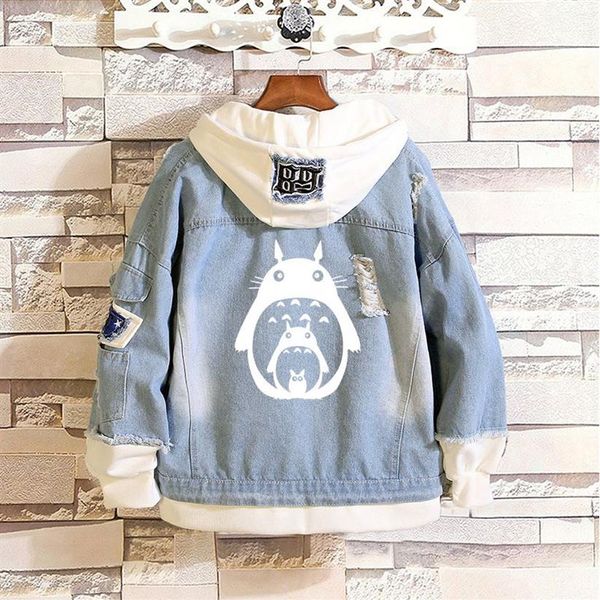 Anime Kostüme Japan Mein Nachbar Totoro Tonari No Cosplay Kostüm Jeans Jacke Hohe Qualität Single Button Denim Casual Sweatshirt2898