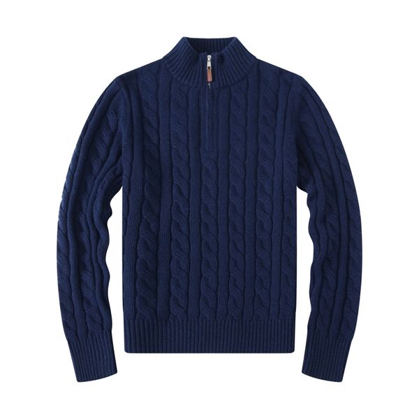 Marchio piccolo cavallo Ricamo marchio Maglione spesso da uomo Designer Polo Mezza cerniera Felpa con cappuccio manica lunga lavorato a maglia cavallo Twist collo alto da uomo