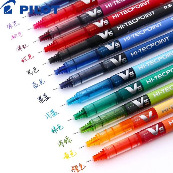 Гелевые ручки, 12 цветов, Japan PILOT BX-V5, цветная гелевая ручка, полная игла, плоская жидкая шариковая ручка, 0,5 мм, большая емкость, офисные школьные канцелярские принадлежности 231122